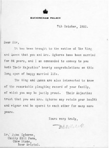 Letter from King George V to John Ogborne